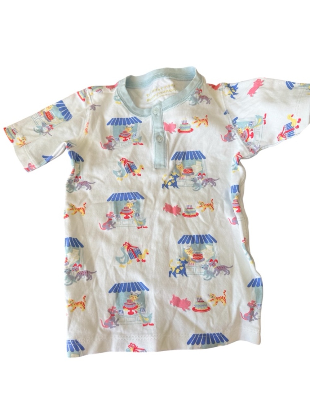 The Beaufort Bonnet Company Light Blue Henley Top with Market Animal Print